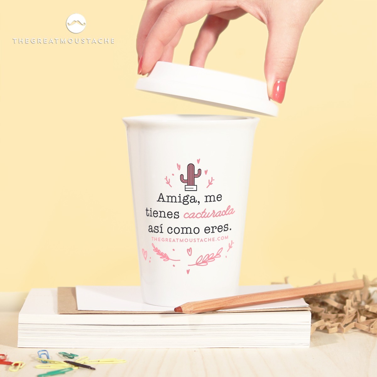 TAZA TAKE AWAY - AMIGA ME TIENES CACTURADA