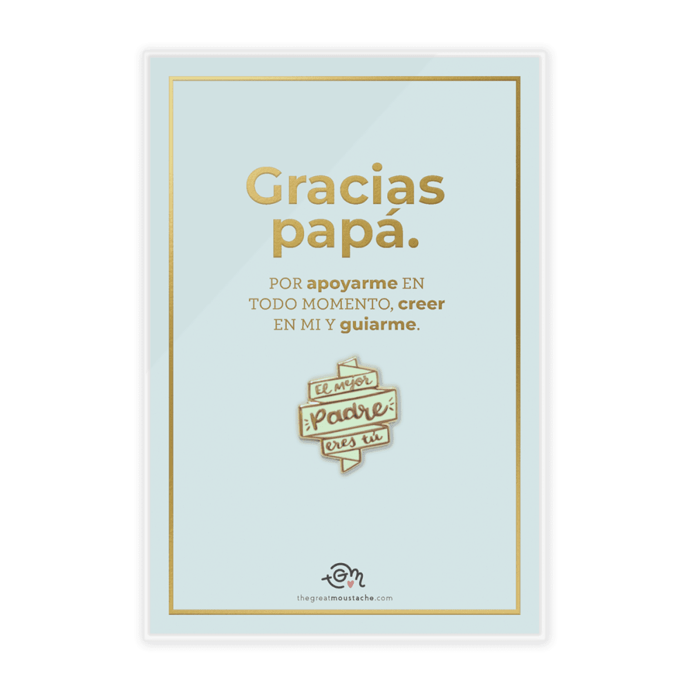 TARJETA STAMPING DORADO + PIN "EL MEJOR PADRE ERES TÚ"