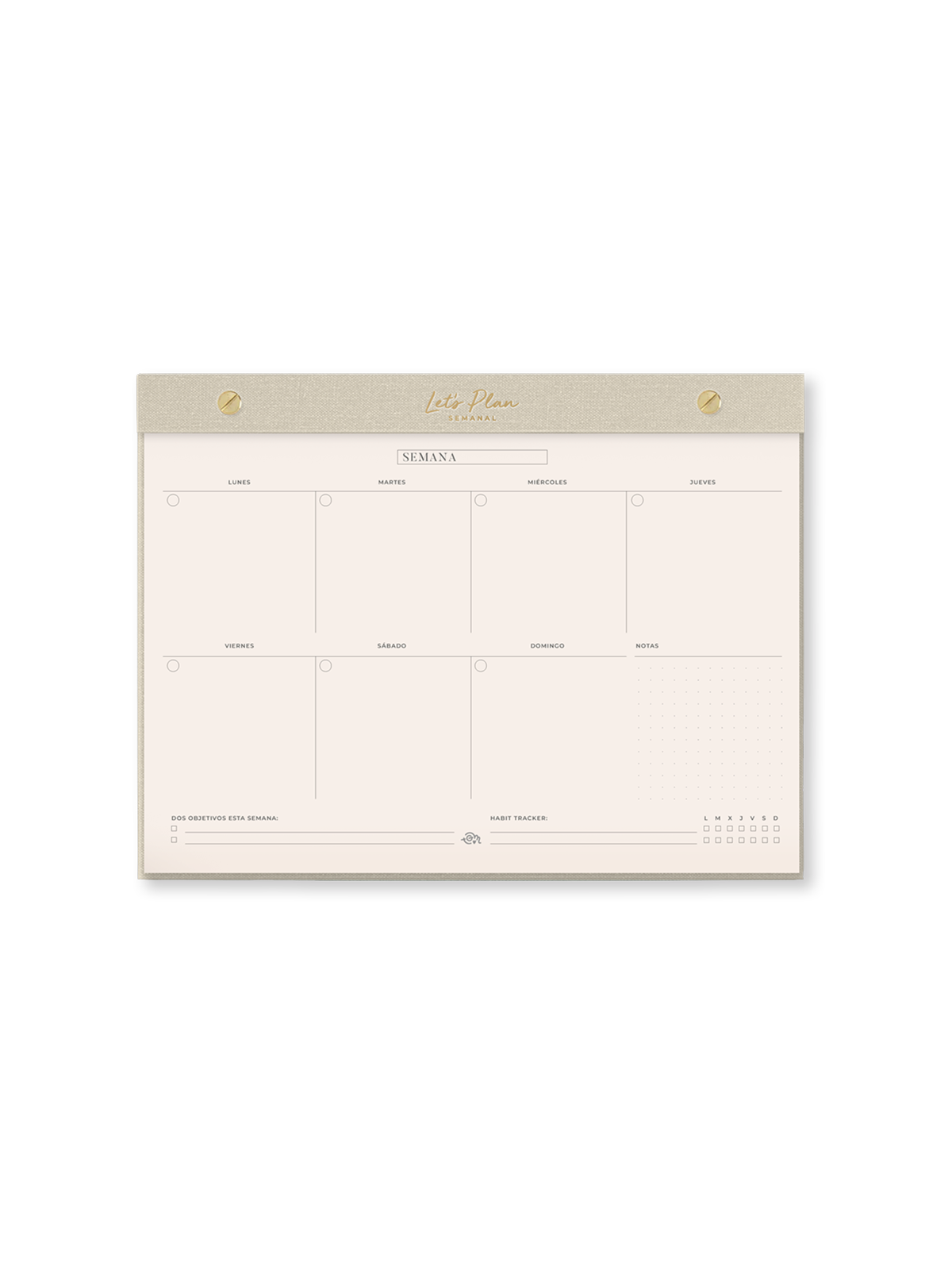 Notepad Semanal - Let's Plan - Beige Arena