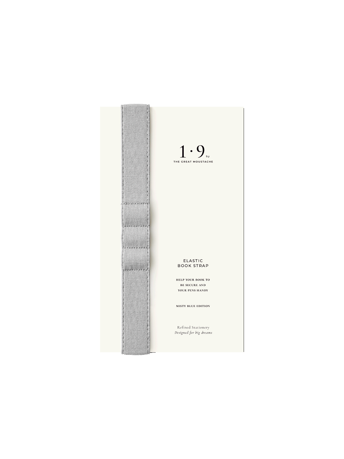 goma de cierre para cuaderno con portabolis en color aul grisáceo