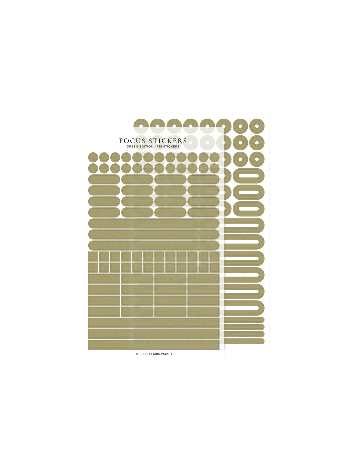 pegatinas verdes papelería The Great Moustache