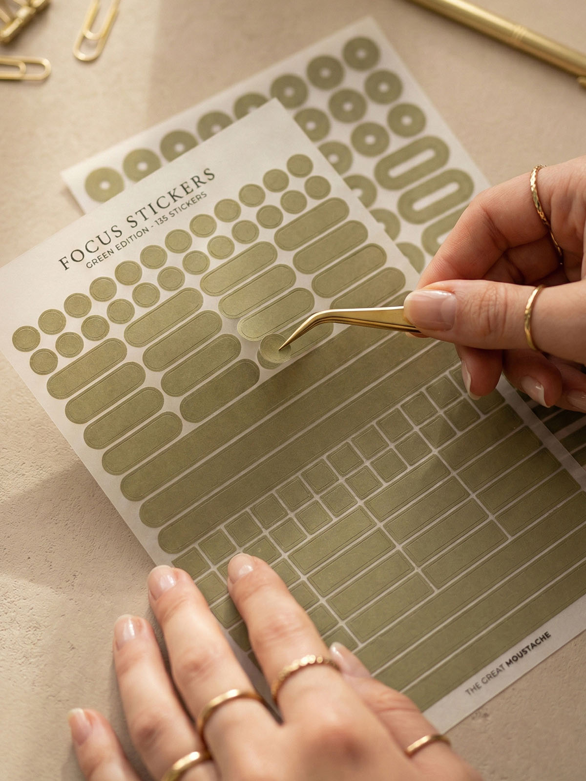 pegatinas verdes The Great Moustache