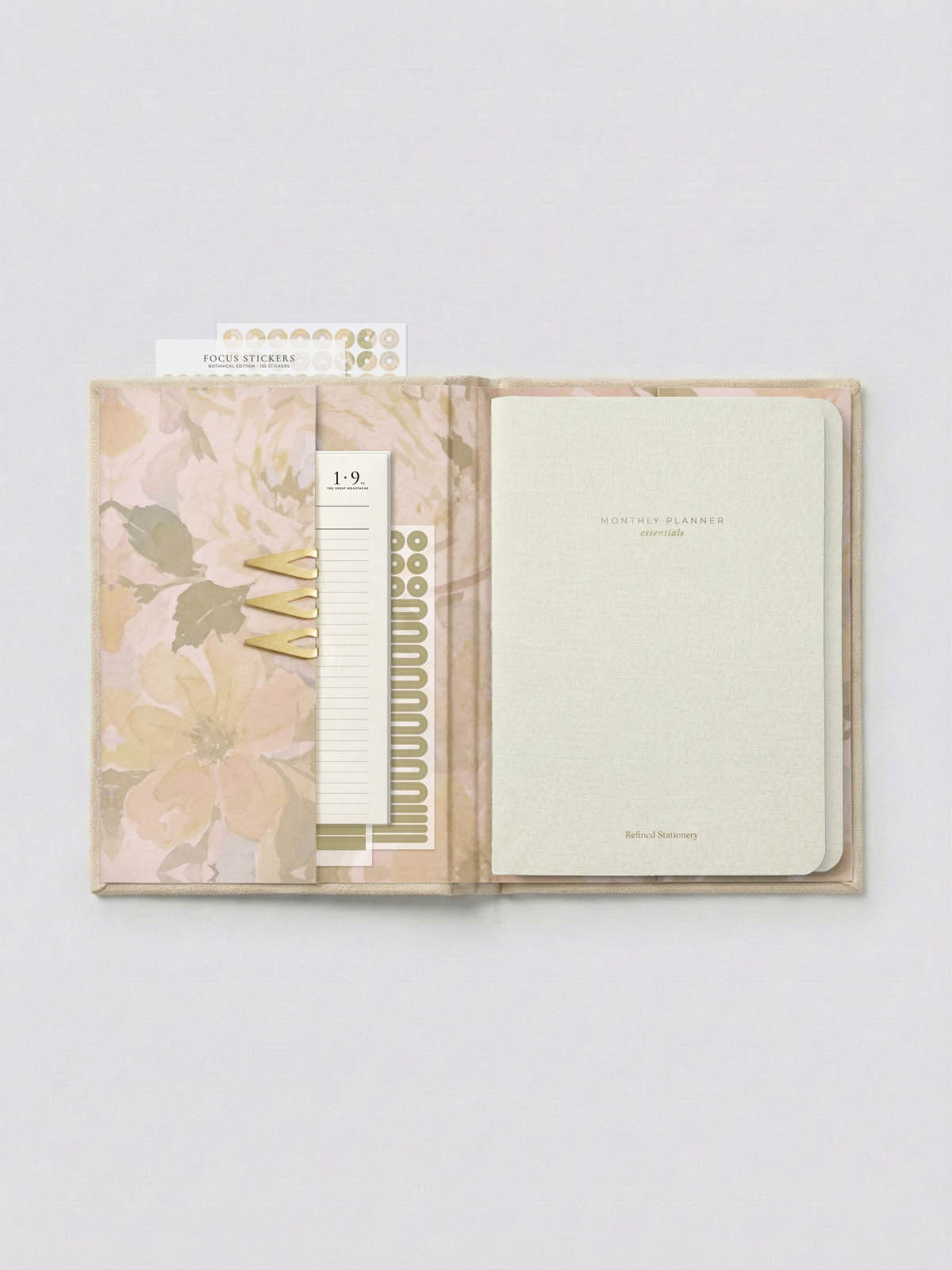 funda de cuaderno con interior de flores The Great Moustache