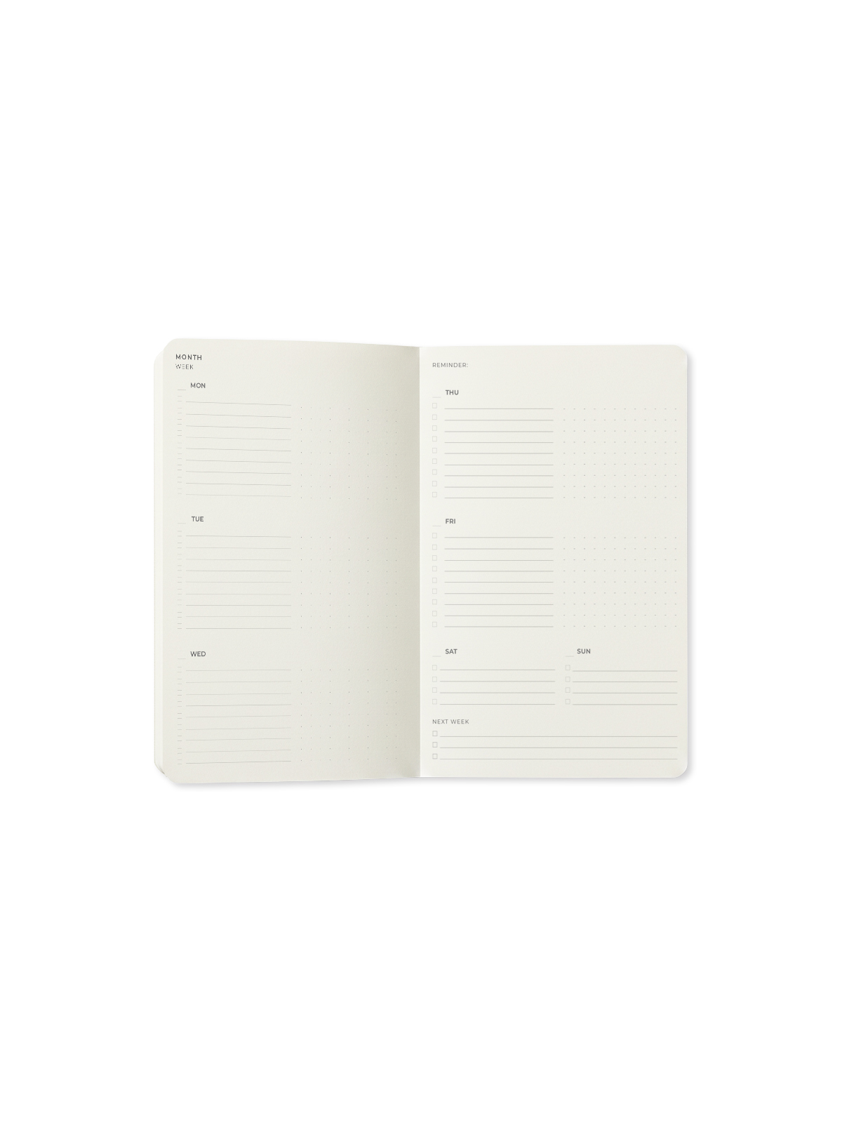 interior de cuaderno a5 planificador semanal