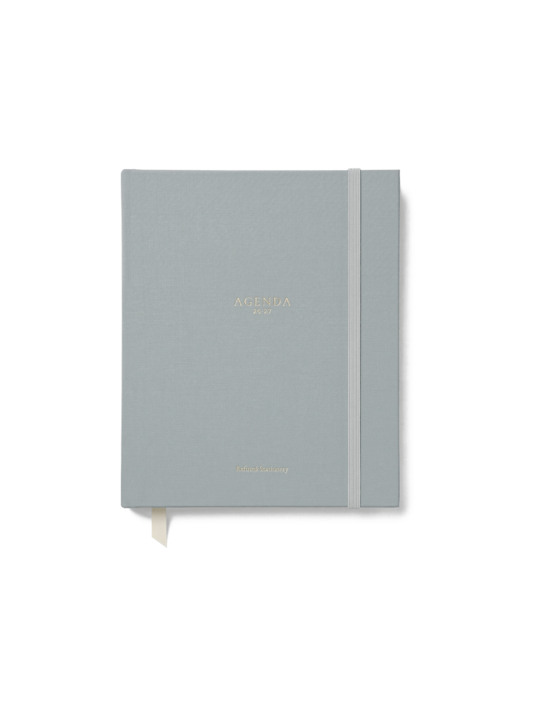 Agenda académica 26-27 Misty Blue entelada con goma de cierre