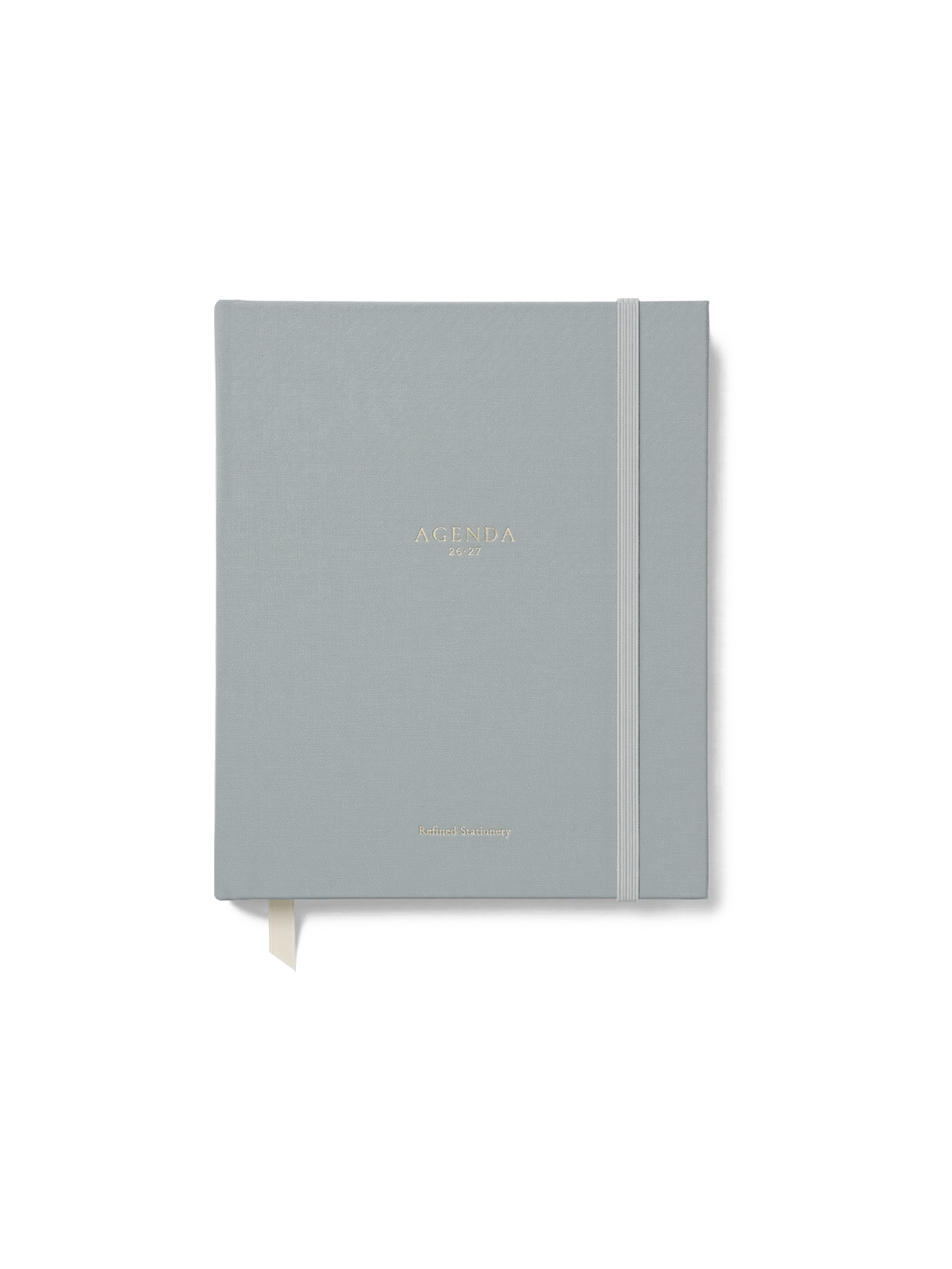 Agenda académica 26-27 Misty Blue entelada con goma de cierre