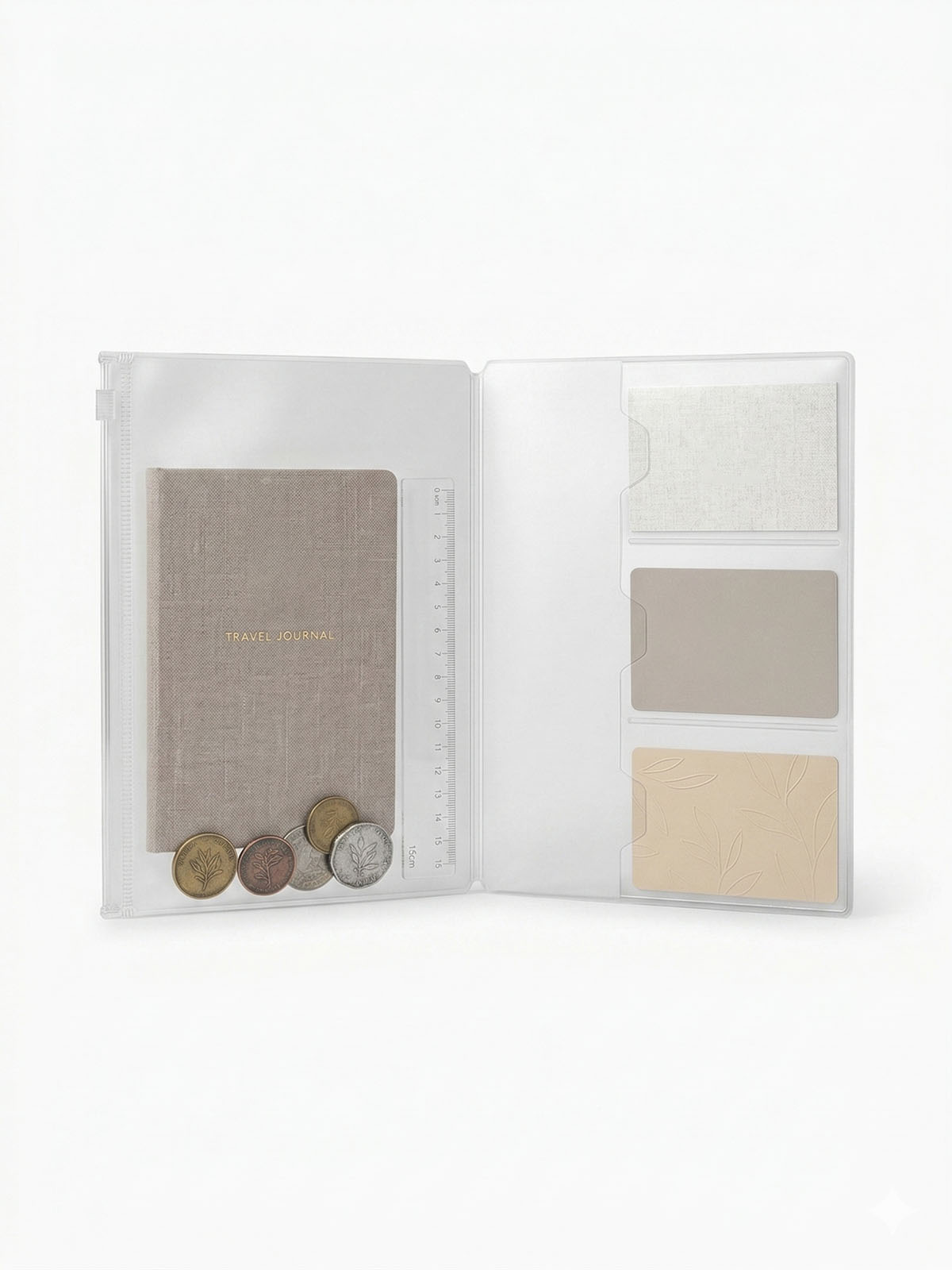 bolsillos zip interiores para cuaderno o planificador a5