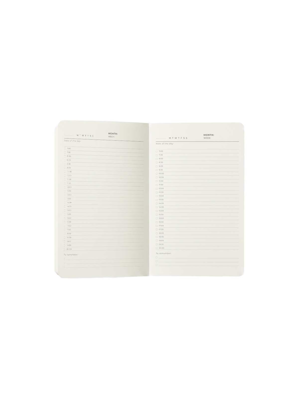 cuaderno de organización diaria por horas