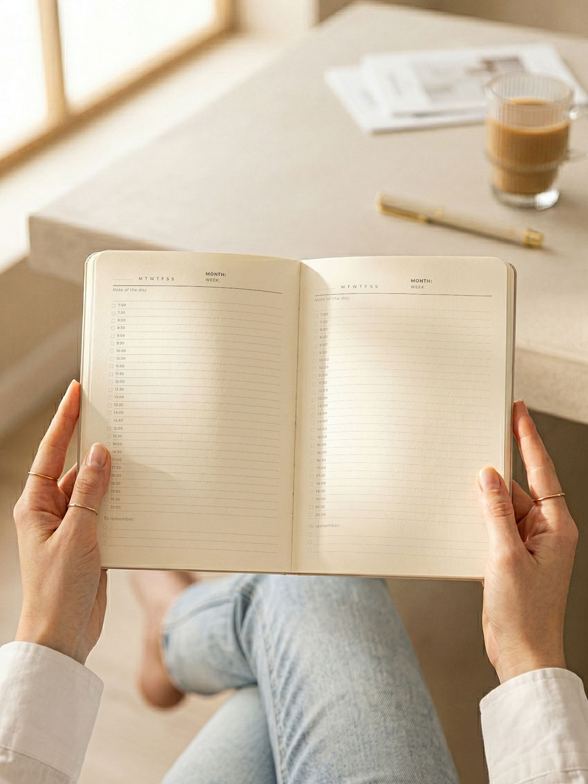 interior de cuaderno de planificación diaria