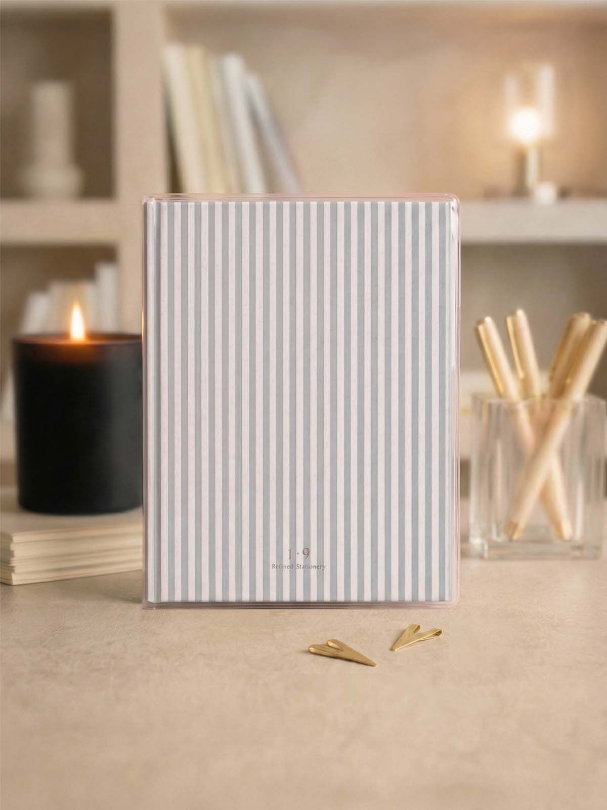 Funda de lino de rayas para cuadernos y planificadores a5