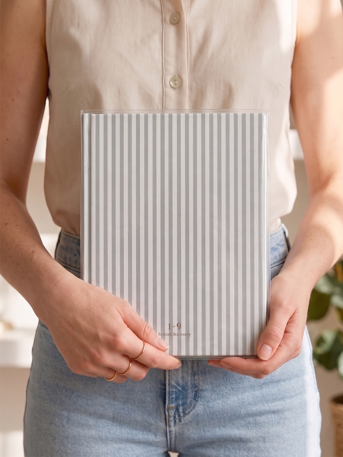 funda de tapa dura a5 entelada a rayas para cuadernos