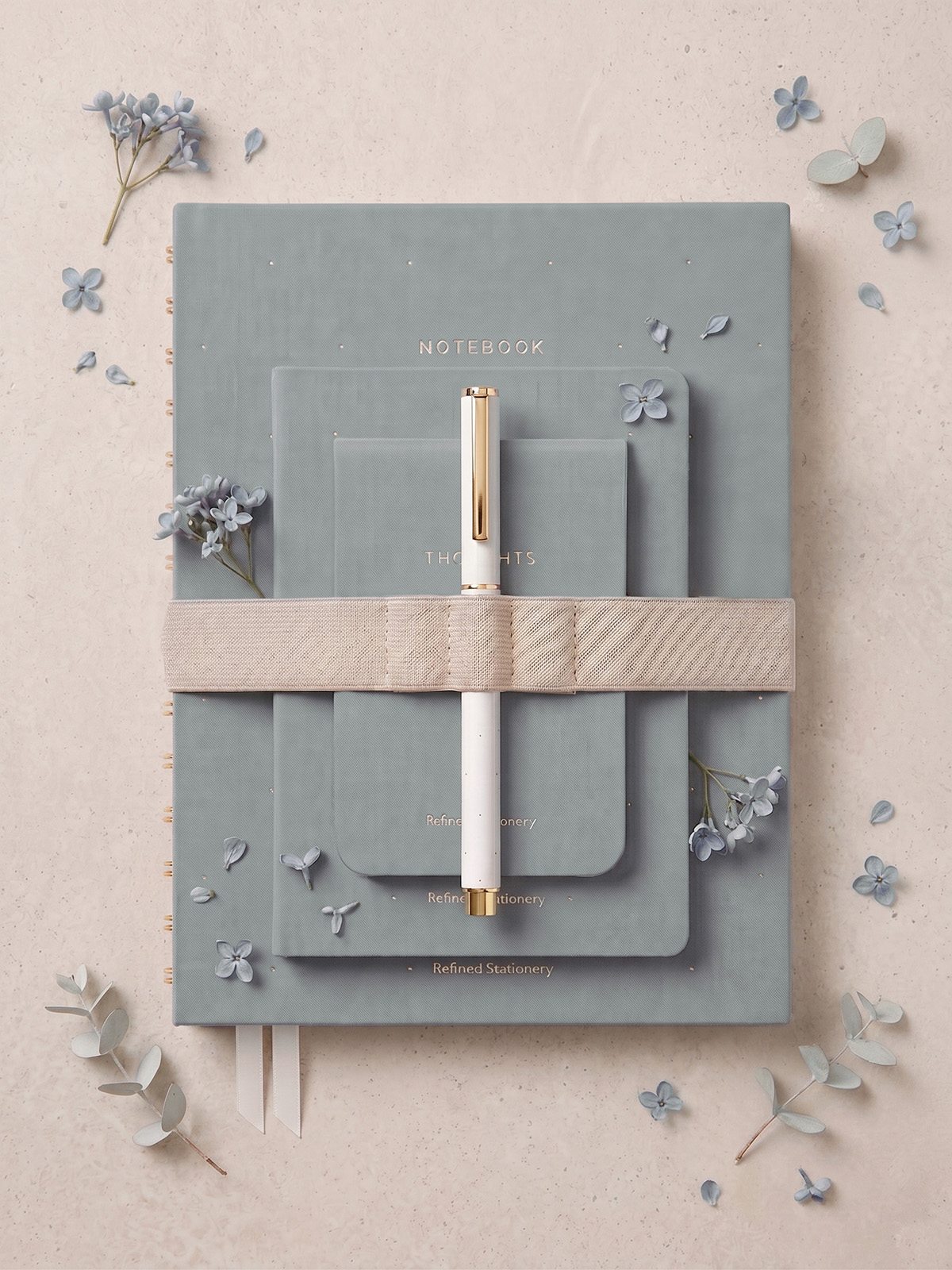 set de papelería de cuadernos y libretas en color azul