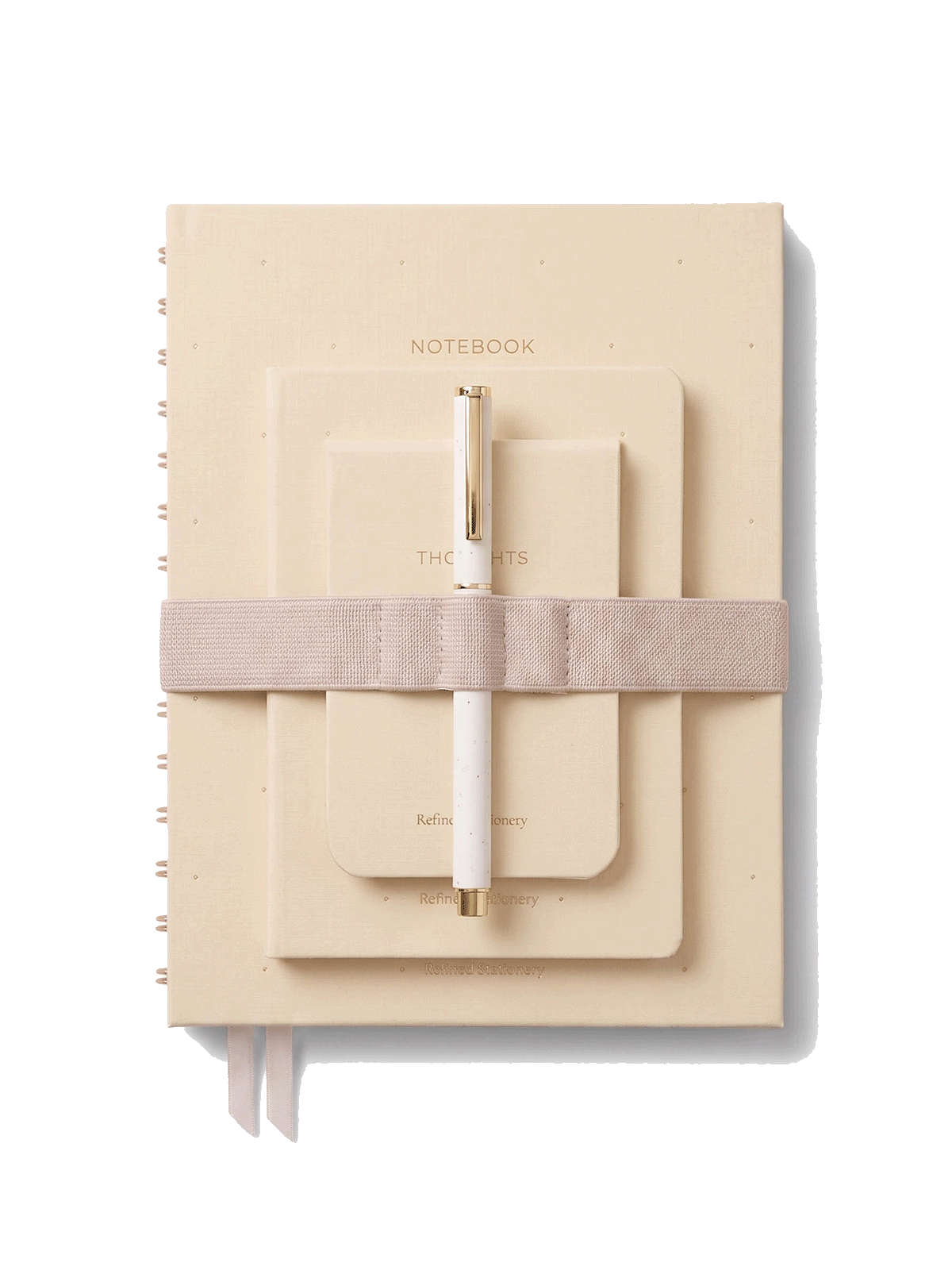 conjunto de cuadernos entelados en color mantequilla