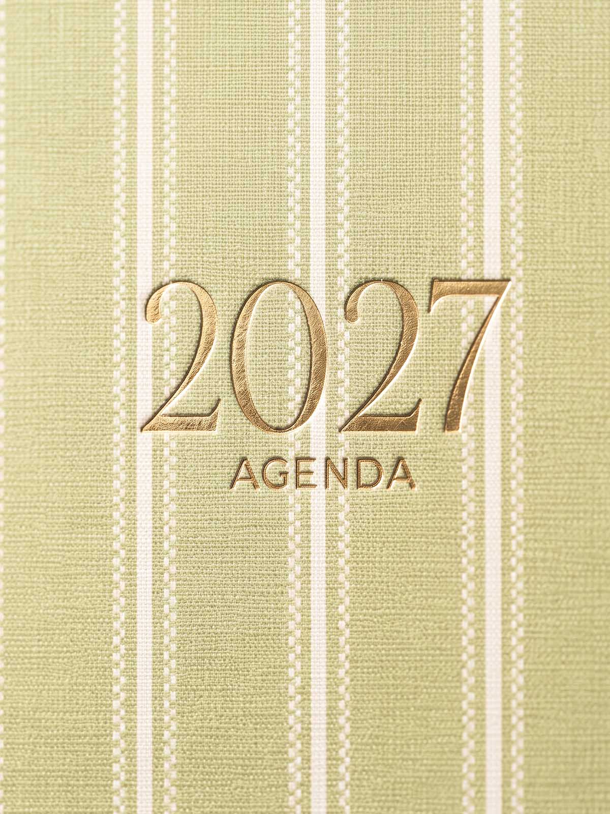 detalle 2027 agenda tela rayas verde