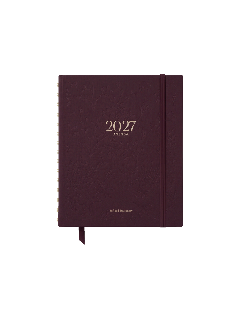 agenda 2027 entelada color berenjena y con relieve