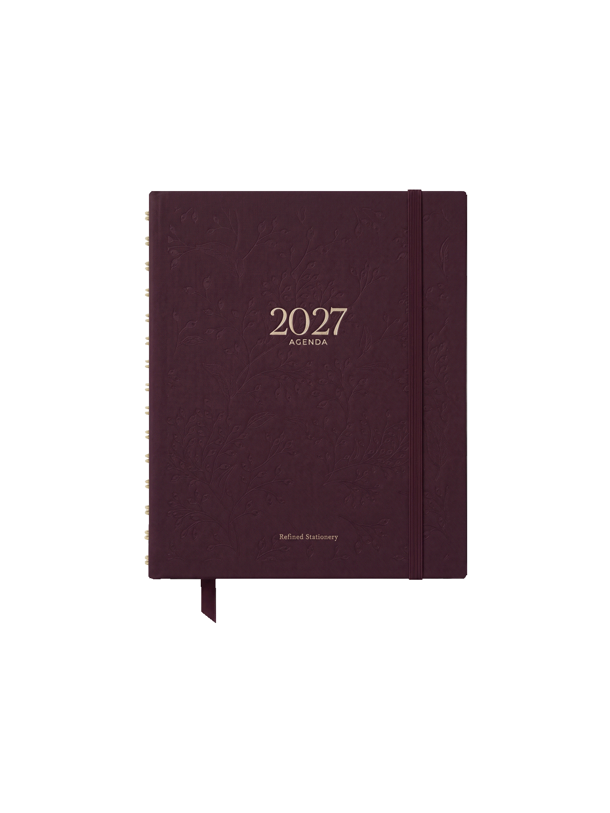 agenda 2027 entelada color berenjena y con relieve
